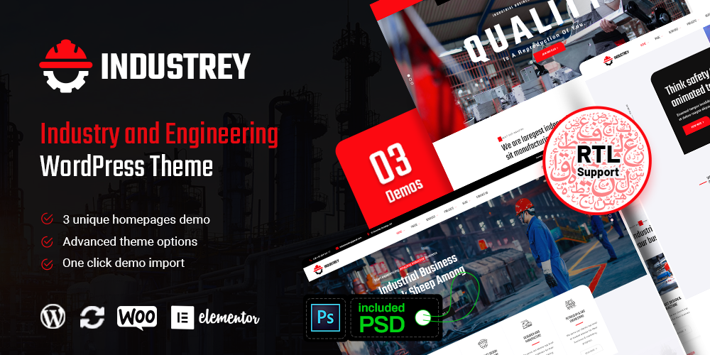 Industrey – Industry & Engineer WordPress Theme + RTL