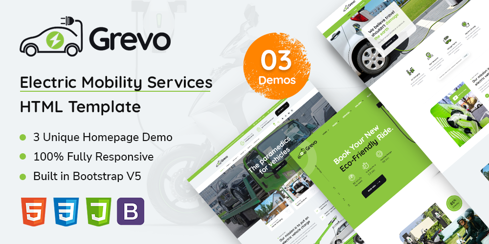 Grevo | Electric Mobility Services HTML Template