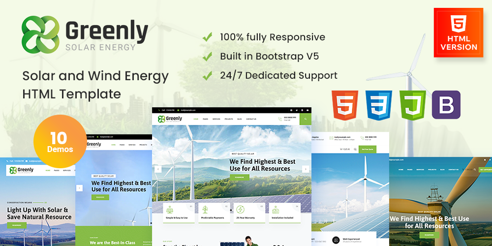 Greenly - Ecology & Solar Energy HTML Template
