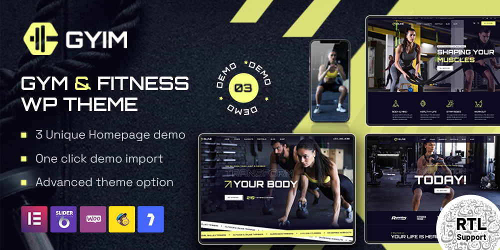 Gyim - Gym and Fitness WordPress Theme + RTL