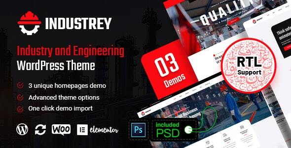 Industrey – Industry & Engineer WordPress Theme + RTL