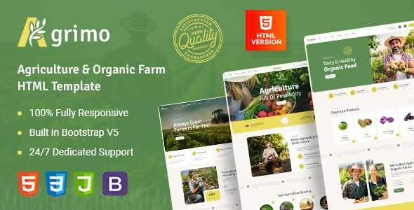 Agrimo – Agriculture & Organic Farm HTML Template