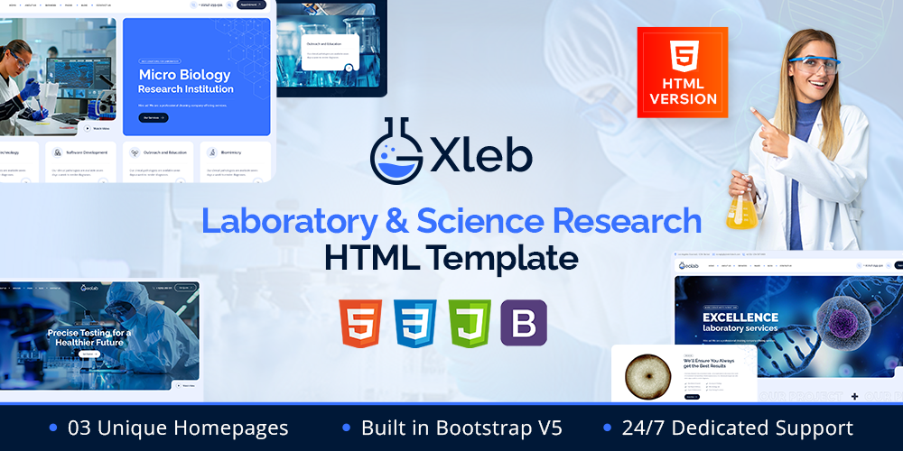 Xleb - Laboratory & Science Research HTML Template