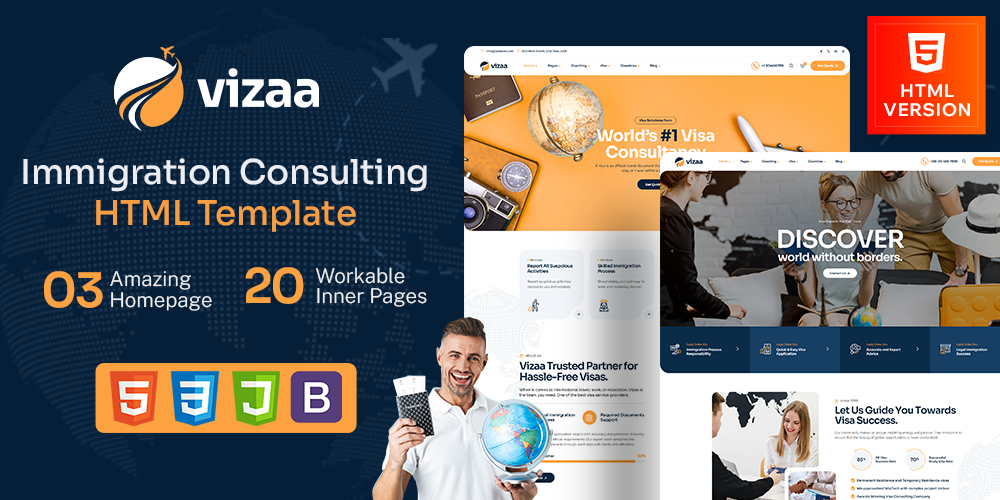 Vizaa - Immigration Consulting HTML Template