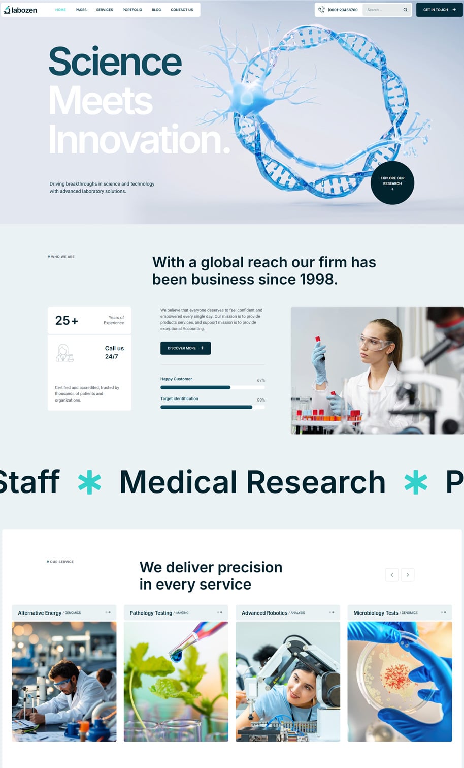 Labozen – Science Research & Laboratory WordPress Theme